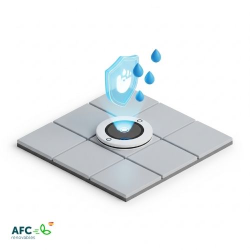 ilustración de sensor antirrocio en aerotermia y suelo radiante refrescante
