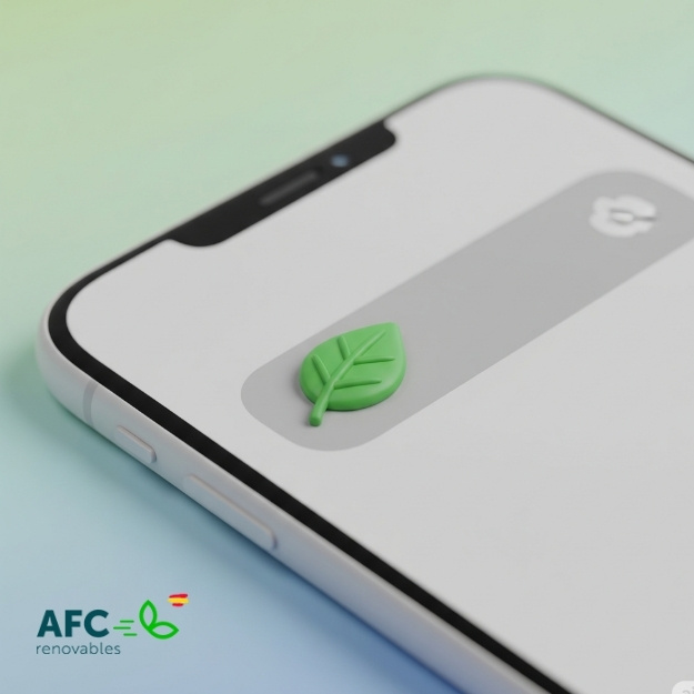 ilustracion de la tramitacion de bono social térmico andalucia simbolizando un movil y una hoja verde