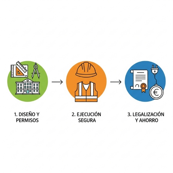 hay que pedir licencia de obra para instalar placas solares Gráfico que explica cómo el Certificado de Instalación (CIE), parte clave de la documentación para instalar placas solares, te permite recibir compensación por tus excedentes.