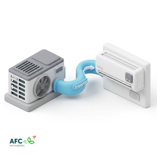 ilustración 3D de aire acondiciando eficiente inverte