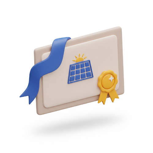 ilustracion en 3Drepresentando normativa en isntalacion de placas solares