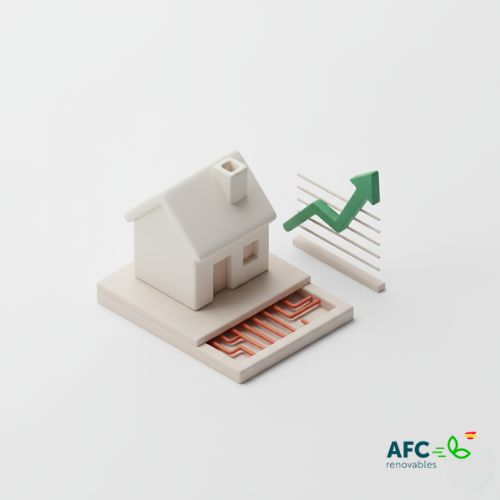 comparativa suelo radiante ilustracion en 3D representando el ahorro entre suelo radiante y radaidores de baja temperatura
