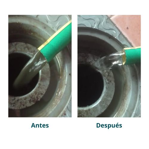 antes y después de limpieza del circuito de suelo radiante