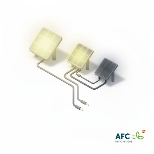 garfico representando paneles solares antiguos y nuevos con efecto mismacht